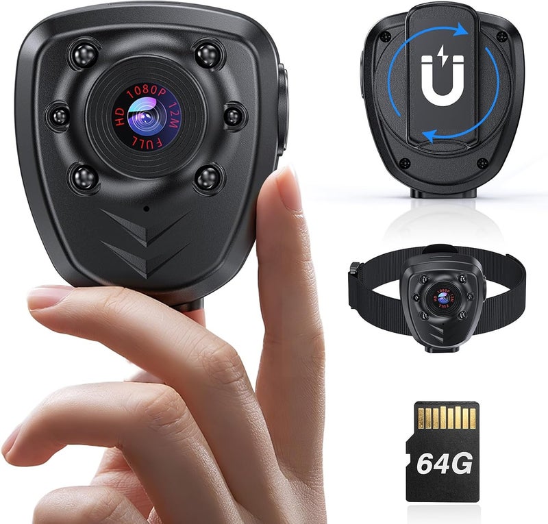 Losfom Z12 Mini Body Camera-1080P Wearable Camera with Audio, 5-Hour Battery, Clip & Strap Included, Night Vision Small Body Cam for Civilians, Delivery, Daily Recording, Personal Safety (64GB) - Image 1